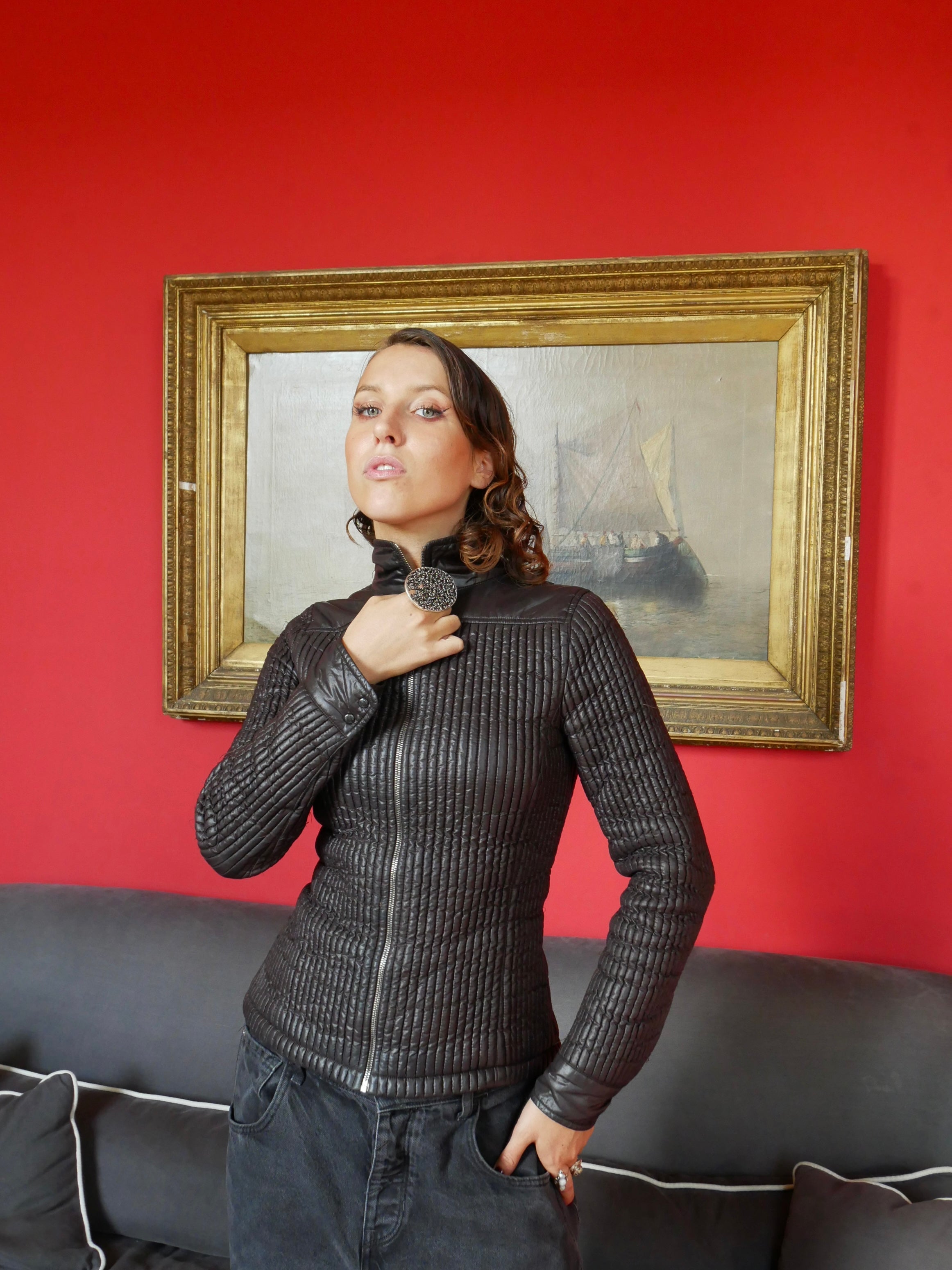 Black Pearl Prada Puffer Jacket