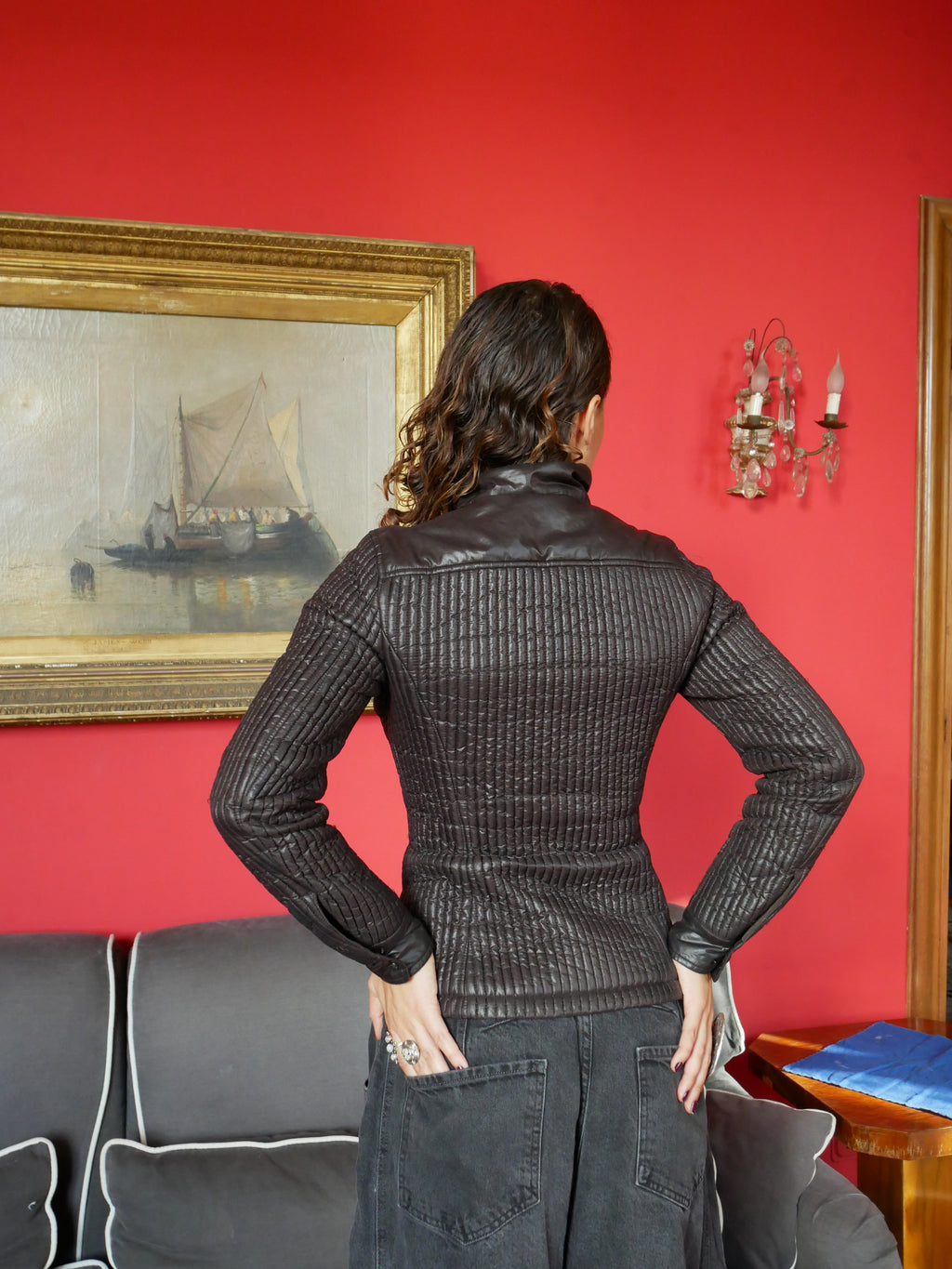 Black Pearl Prada Puffer Jacket