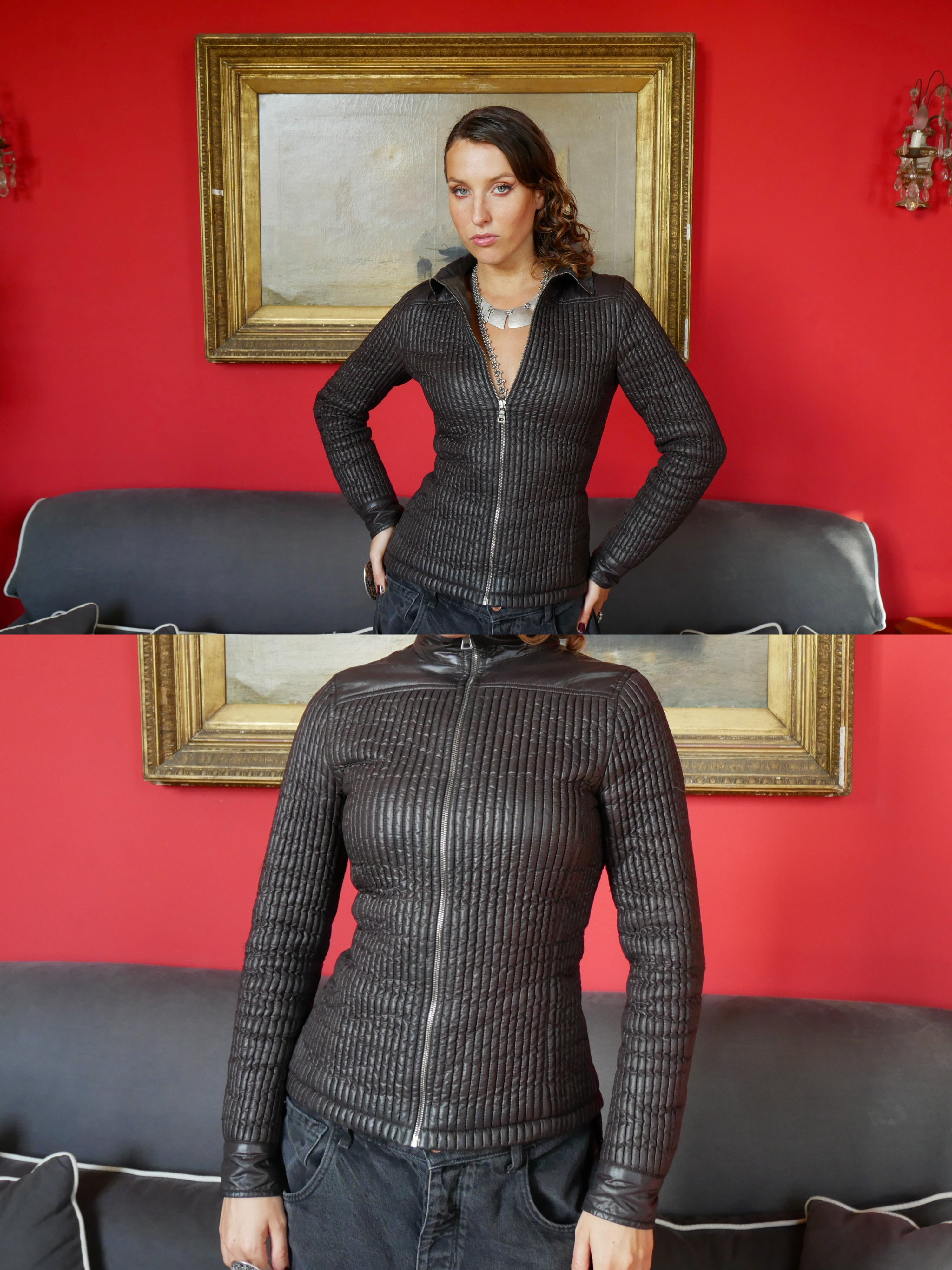 Black Pearl Prada Puffer Jacket