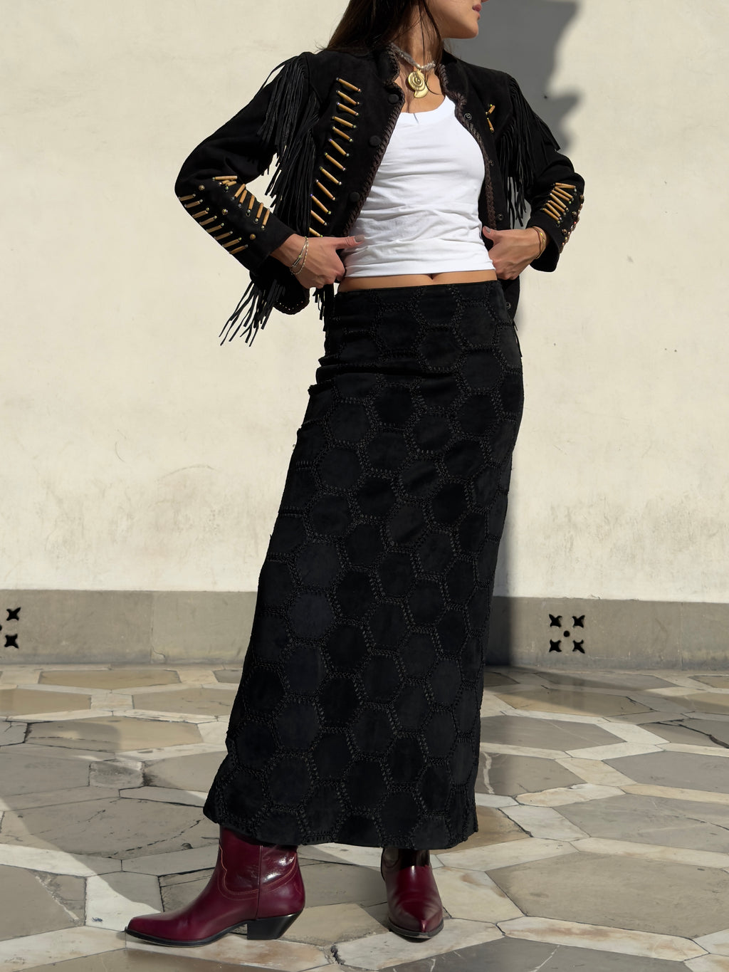 Hexa Suede Skirt